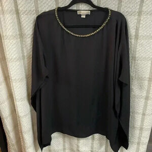 MICHAEL Michael Kors Lightweight Poncho Top‎ with gold detail